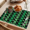 thumbnail image 3 of St. Patrick's Day Placemats Set of 4 Spring Green Lucky Clovers Shamrock Place Mats Indoor Wipeable Table Mats Washable Cloth Dining Table Placemats for Kitchen Holiday Party Home Decor 13x19 Inch, 3 of 9