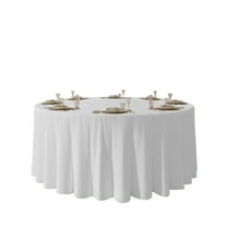 Urby 1pcs White Round Tablecloth Linen for Dining, Party and Events,120inch