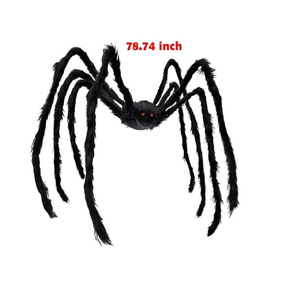 Giant Spiders Halloween Decorations Outdoor Indoor 6.5Ft Extra Large Poseable Fuzzy Black Spider Scray Party Favor Haunt House Home Garden Web Decor