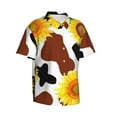 thumbnail image 2 of Haiem Cow Print Sunflower Printed Hawaiian Shirt for Men - Men’s Casual Beach Summer Shirts - Stretch Fabric with Modern Fit-Large, 2 of 9