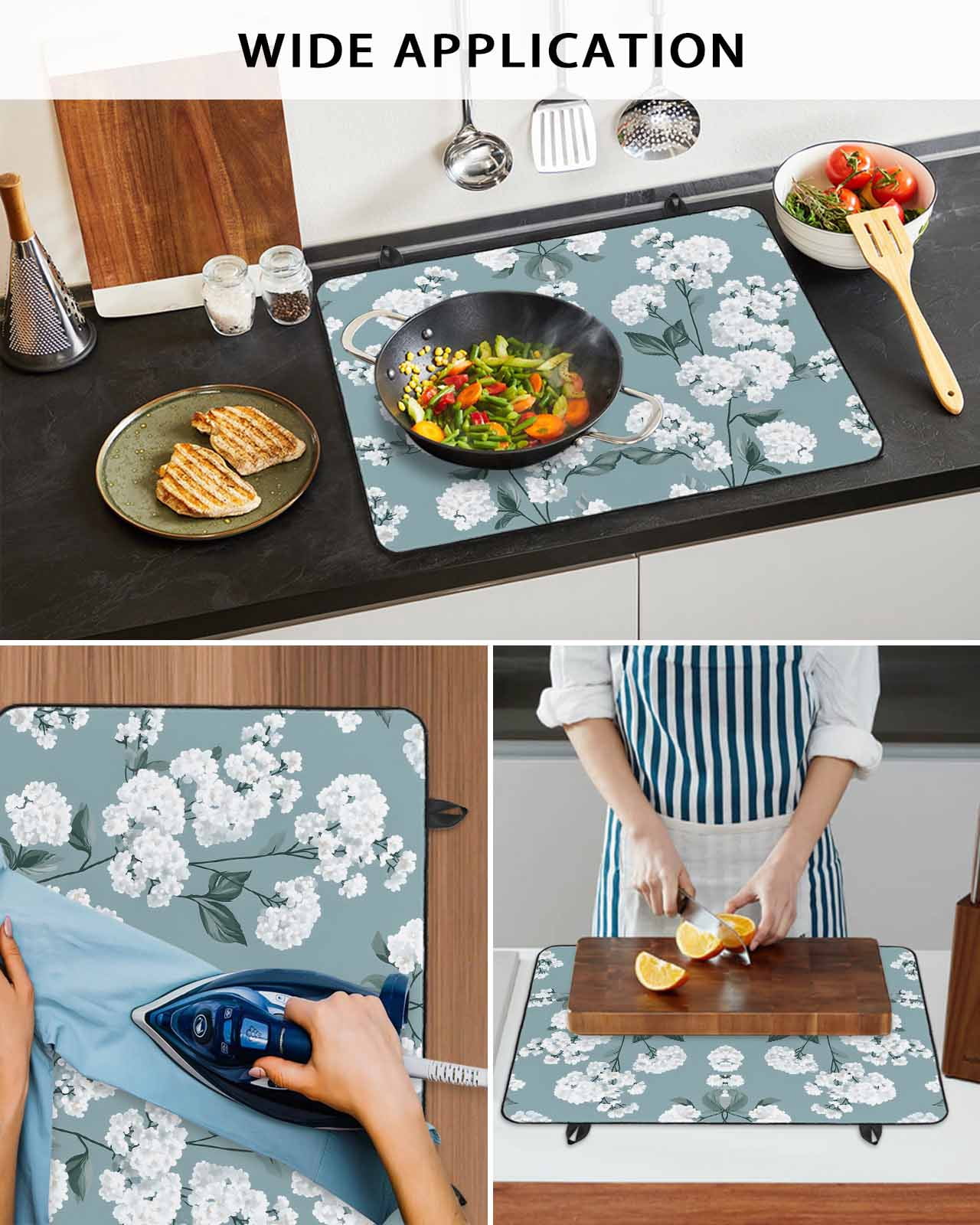 nqOlkjepod Large Induction Cooktop Protector Mat 24"x21", Spring Flowers Stove Top Covers for Electric Stove, Watercolor Plant Garden Florals Leaf Stove Burner Cover Mats, Glass Top Stove Cover