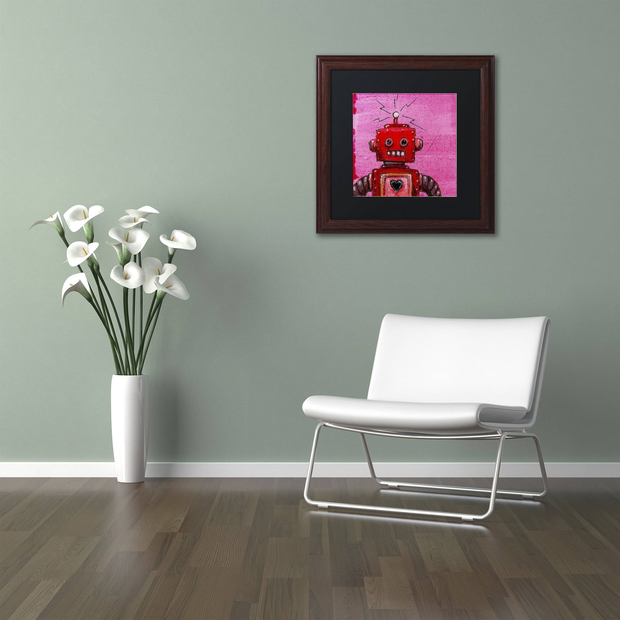 Trademark Fine Art 'Orangebot' Canvas Art by Craig Snodgrass, Black Matte, Wood Frame