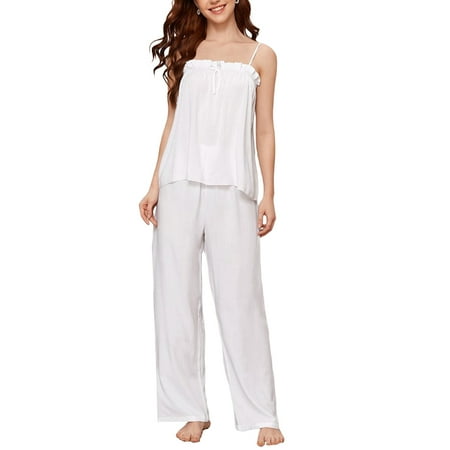 

Coduop Women Two Piece Pajama Set Sleepsuit Loose Sleepwear Long Pant Loungewear Set