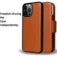 thumbnail image 2 of navor Detachable Magnetic Wallet Case Compatible with iPhone 13 Pro Max [6.7 inch] [Folio], RFID Protection Kickstand -Brown, 2 of 7