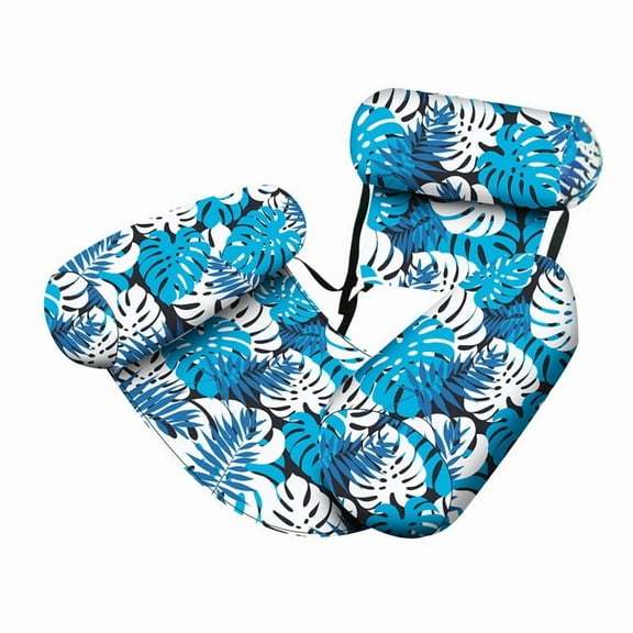 Pool Floats Chairs Adult,Inflatable Pool Lounge,Plant Pattern Floating Mat Hammock,Blow Up Water Chairs Noodles Rafts A,1 x Pool Wave Pool Floats Chairs,Blue