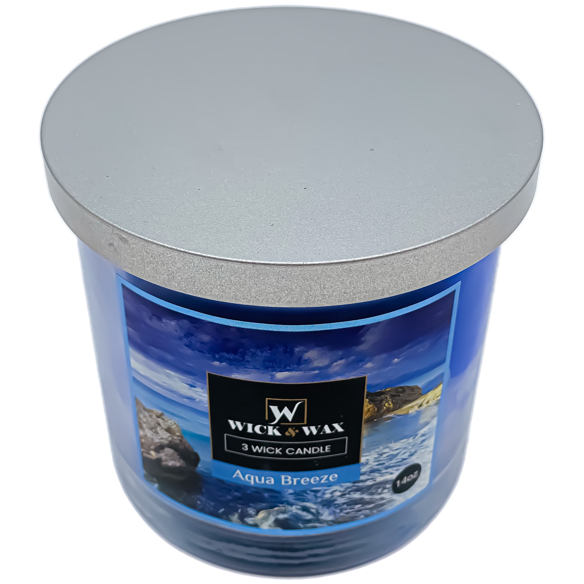 VeZee's 3 Wick 14 oz Aqua Breeze Scented Jar Candles by Wick & Wax, Lift your spirits with the refreshing, pleasant fragrance:2 Jars