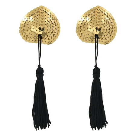 

HoWD Sexy Women Bling Sequin Tassel Breast Petal Bra Nipple Cover Pasties Sticker