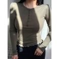 thumbnail image 3 of Women Cotton Ribbed Square Neck Crop Top With Long Sleeve, 3 of 6
