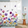 thumbnail image 4 of Shower Curtain Watercolor Flowers Butterfly Shower Curtains for Bathroom Decor, Waterproof Polyester Shower Curtain Set with Hooks, Small Stall Size 36" x 72" Spring Wildflower White, 4 of 9