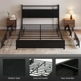 thumbnail image 5 of Zimtown Full Bed Frame with 2-Tier Storage Headboard, Metal Platform Bed Frame with 4 Storage Drawers, Built in Charging Station & LED, Black, 5 of 10