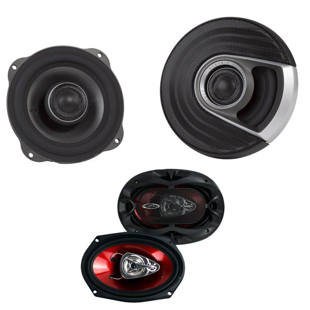 Polk Audio MM1 5.25 Inch Coaxial Speakers with Pair of Boss 6x9 Inch