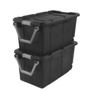 Pack of 2 - Sterilite 40 Gallon Wheeled Industrial Tote Plastic Adult, Flat Gray