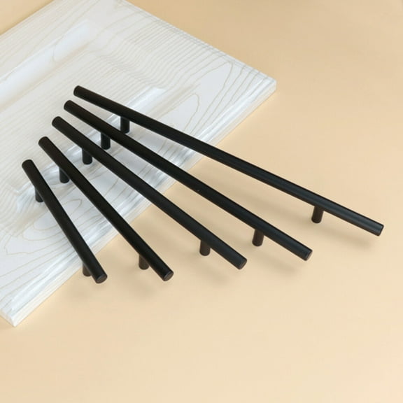 WHAMVOX 5 Pcs Black Cabinet Handle Pulls for Kitchen Cabinets, Drawers, Doors, Door Knobs Hardware