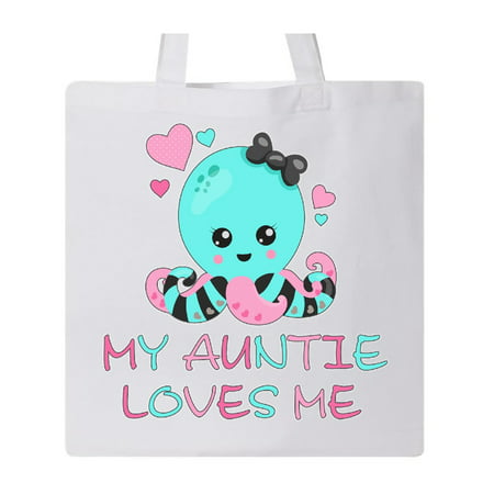 My Auntie Loves Me- cute octopus and hearts Tote Bag White One Size