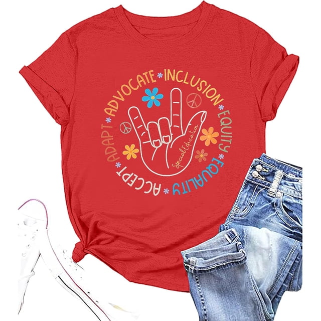 Camiseta informal de cuello redondo con letras estampadas para mujer, para el verano: tejido suave, estilo informal, tallas S-XXL, perfecta para el día a día.
