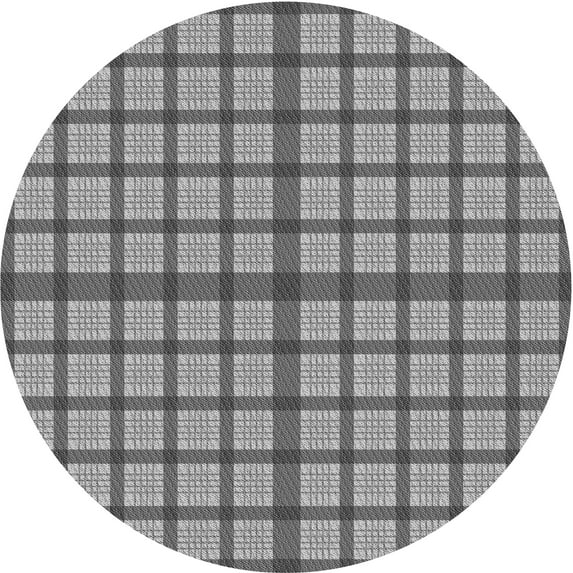 Ahgly Company Machine Washable Indoor Round Transitional Carbon Gray Area Rugs, 7' Round
