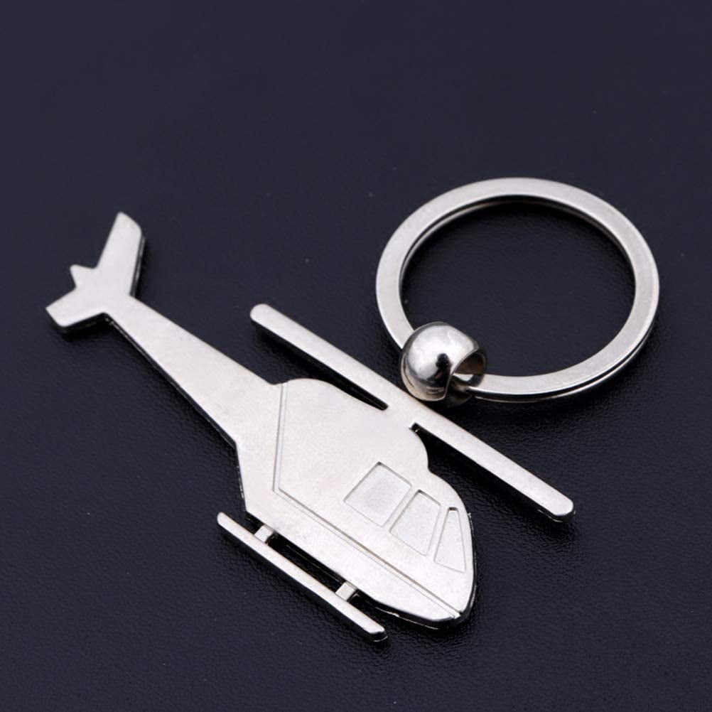 VORCOOL Helicopter Keyring Metal Keychain Cool Car Keyring Purse Bag Pendant Decoration Creative Gift Keyfob Silver 