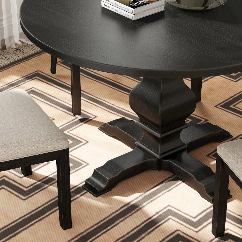 Roundhill Furniture Havre Pedestal Base Round Dining Table