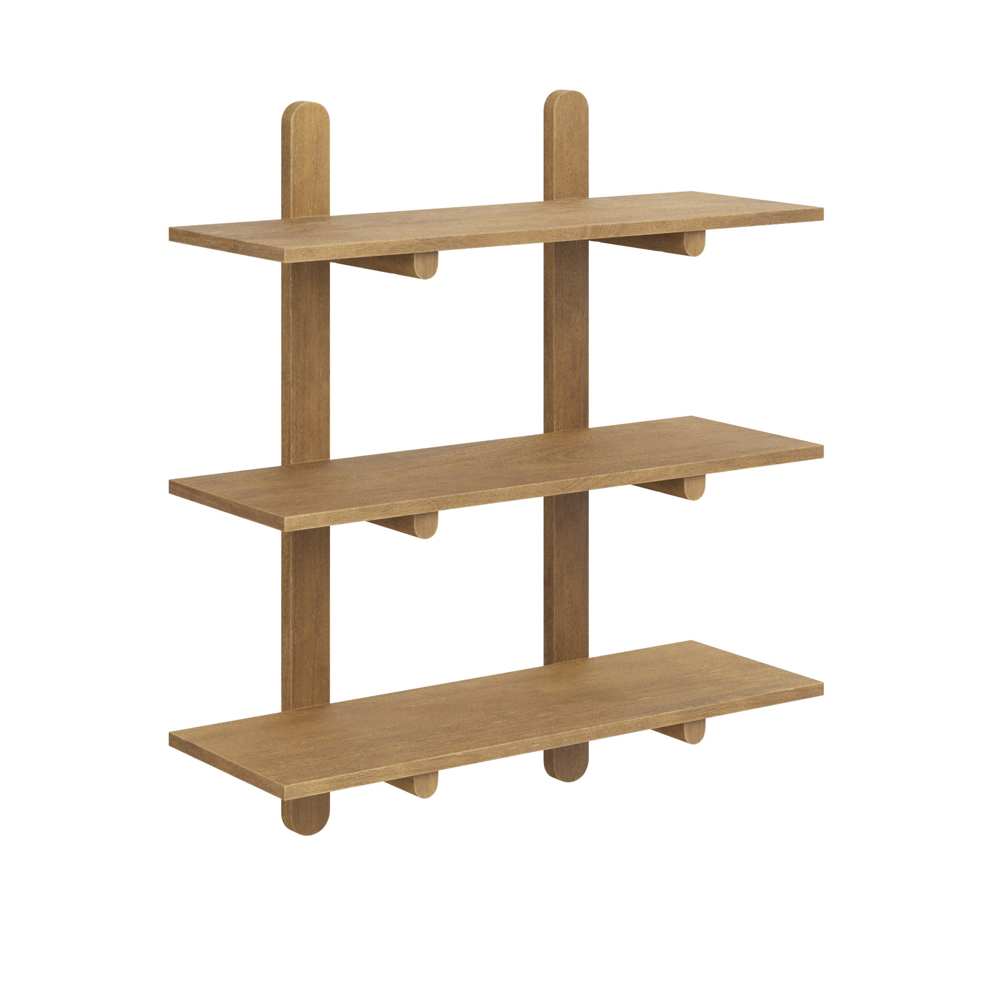 Nathan James Frankie Mid Century 3-Tier Wall Mounted Wood Shelf, Modular Wall Shelving with Solid Wood Support Frame, Light Brown