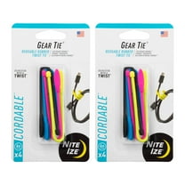 Nite Ize Gear Tie Cordable Twist Tie - Flexible Ties for Cord Management - Reusable Rubber Twist Ties for Wires - Waterproof & UV Resistant - Assorted Colors - 6-inch, 8 Count (2 Pack)