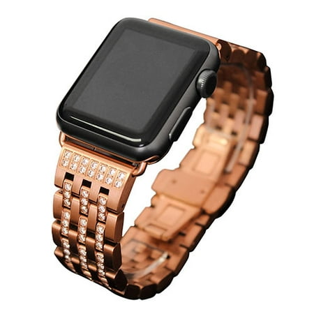 iBand Pro - apple watch replacement band - rose gold with gems - fits 42mm