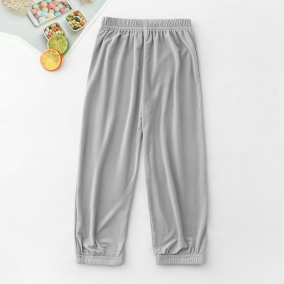 NAISIBABY Summer Kids Girls Boys Thin Ankle Pants, Child Mid High Waisted Soft Mosquito Repellent Pants Gray 9T