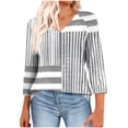 thumbnail image 2 of Qulqfy 3/4 Length Sleeve Womens T Shirts Loose-Fitting V-Neck Causal Tunic Raglan Basics Vacation Going Out Tops for Women L, 2 of 8