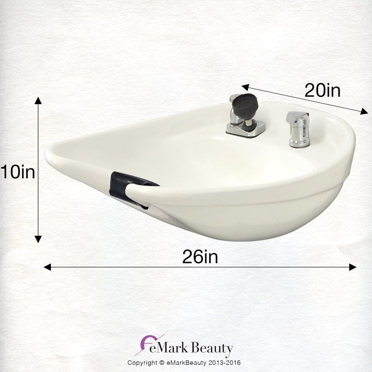 Tilting Wall Mounted Ceramic Shampoo Bowl: Extra Deep Wide Salon Bowl With Faucet