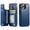 Blue, variant on for iPhone 15 Pro Wallet Case with Card Holder, PU Faux Leather Kickstand Card Slots Case, Double Magnetic Clasp and Durable Shockproof Cover