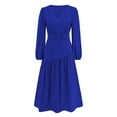 thumbnail image 5 of Hvot&aat Women's Elegant V Neck Midi Dress with Belt 2025 Fall Long Sleeve Evening Party Cocktail Dresses for Wedding Guests, 5 of 7