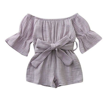 

Baby Girl Boy Outfit Toddler Kids Girls Boys Off-Shoulder Ruffle Bow Romper Jumpsuit Onesie Cute Clothes For 2-3 Years