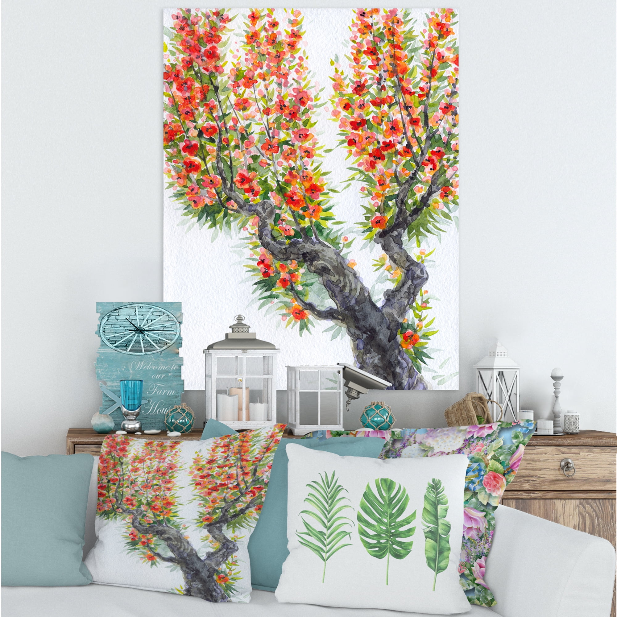 Designart ' Blooming Flowers Of An Old Tree In Spring II ' Traditional Canvas Wall Art Print