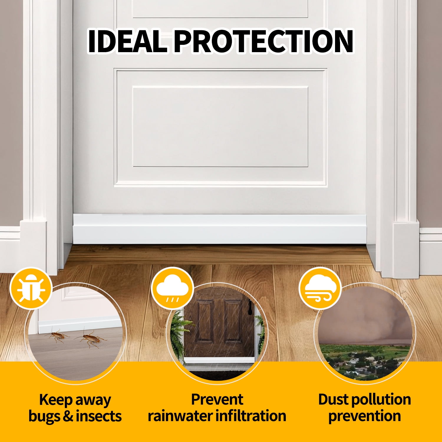 propuri Door Draft Stopper Insulator Door Sweep Weather Stripping Noise Stopper,2 Pack White