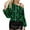 Green, variant on Women's Geometric Print Blouse Cold Shoulder Long Sleeve Asymmetrical Neck Tops Dressy Business Work Shirts