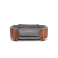 thumbnail image 2 of Pefilos 30" Elevated Pet Dog Bed with Solid Wood Legs and Walnut Bent Wood Back, Cashmere Cushion, Pet Sofa for Indoors Dogs, Gray, 2 of 9