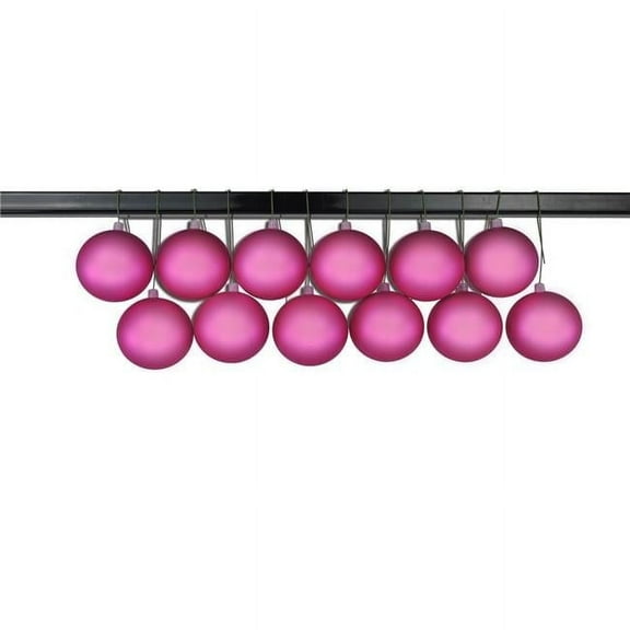 Queens of Christmas ORN-BLKM-80-PI-12PK 3 in. Matte Ball Ornament with Wire & UV Coating, Pink - Pack of 12