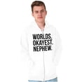 thumbnail image 4 of Worlds Okayest Nephew Aunt Uncle Joke Men's Big & Tall Graphic Zip Up Hoodie Brisco Brands 5X, 4 of 5