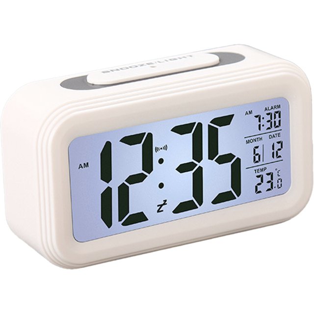 Reloj despertador digital con iluminación de fondo Pantalla LCD Monitor de temperatura Alarma con repetición con reloj inteligente Calendario Iluminación