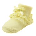 thumbnail image 2 of Ame 1Pair Newborn Toddler Baby Girls Sock Children Princess Bowknot Lace Flowers Short Socks Summer Cotton Ruffle Frilly Trim Ankle Socks 0-6M, 2 of 6