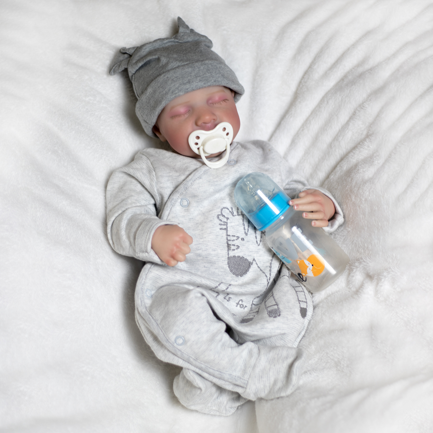 18INCH Handmade Reborn Newborn Baby Boy Doll Soft Cloth Body Lifelike Dolls with Accessories