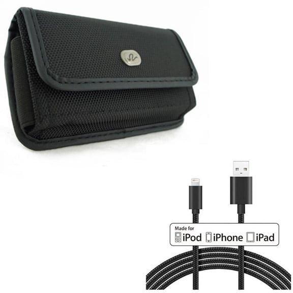 Case Belt Clip w MFi USB Cable for iPhone XS/X - Rugged Holster Canvas Cover Pouch, 10ft Certified Charger Cord Power Wire for iPhone XS/X