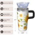 thumbnail image 3 of Sunflower 20oz Stainless Steel Tumbler with Handle and Straw – Insulated Travel Cup with Sliding Lid, 360° Full Wrap Printed Mug for Home, Outdoor & Sports Use, Foral, 3 of 6