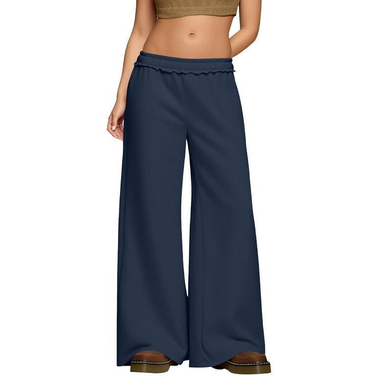 AUNVITO Women's Winter Warm Fleece Wide Leg Lounge Pants Loose Fit