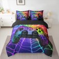 thumbnail image 2 of Manfei 3D Gamepad Twin Bedding Sets 7-Piece for Teens, Neon Purple Spider Web Bedding Comforter Set, Modern Video Game Reversible Sheet Sets, Super Cozy Room Decor, 2 of 7