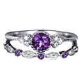 thumbnail image 2 of HEVIRGO 2 Pcs/Set Bagues de Mariage Rondes en Zircon Cubique Incrustées de Bijoux Cadeau, Violet US 10, 2 of 9