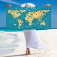 thumbnail image 5 of Sikiie World Map With Landmarks Beach Towel for Women Men, Pool Bath Beach Camping Beach Towel Adult Blanket for Travel Swim 27.5"x 55", 5 of 6