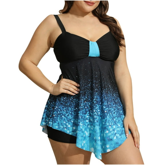 VBVC Plus Size Tankini Sling Swimsuits for Women Two Piece Bathing Suits with Swim Shorts