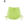 thumbnail image 3 of PULLIMORE Women High Waist Yoga Shorts Textured Butt Lifting Summer Hot Pants For Beach Sport Gym (L, Fluorescent Yellow), 3 of 10