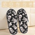 thumbnail image 2 of Sigee black white Skull bone for Cozy Furry Slippers Super Soft Indoor and Outdoor Use, Non-Slip Sole Slip On House Slippers-Medium, 2 of 8