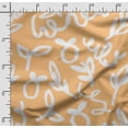 thumbnail image 2 of Soimoi Doodle Printed, Cotton Satin Spandex, Sewing Fabric by The Yard 54 Inch Wide, Decorative Fabric for Dresses and Home Accents, Dark Yellow, 2 of 5